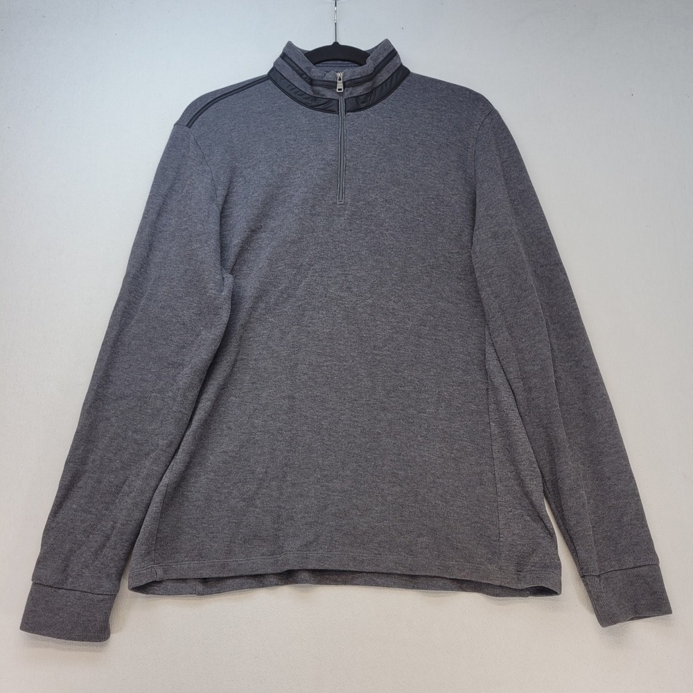 BOSS Hugo Boss Quarter Zip Pullover Mens L Gray Casual Regular Fit Knit Layering